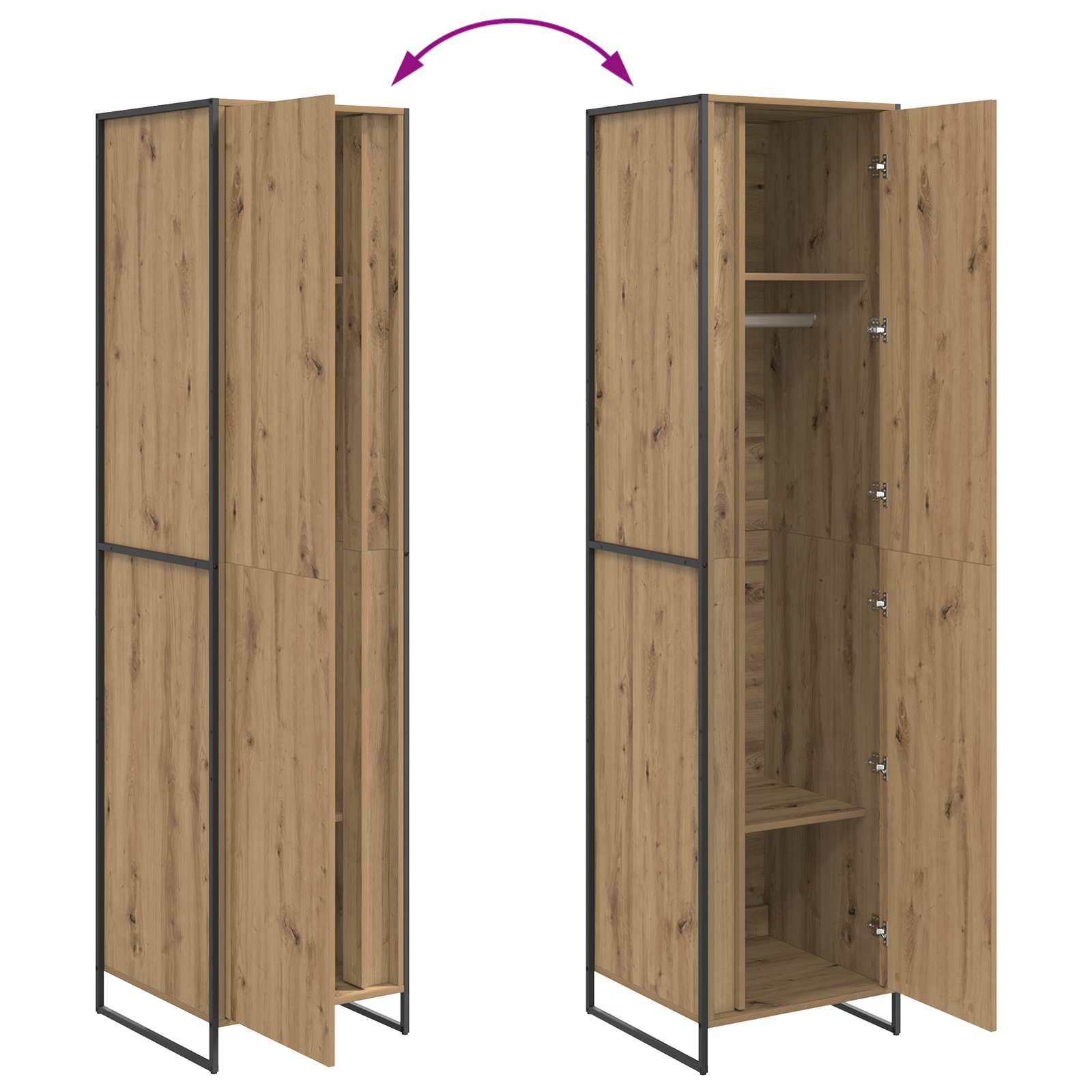Warderobe met opslag 2 pcs Ambachtelijk eiken 50 x 50 x 200 cm