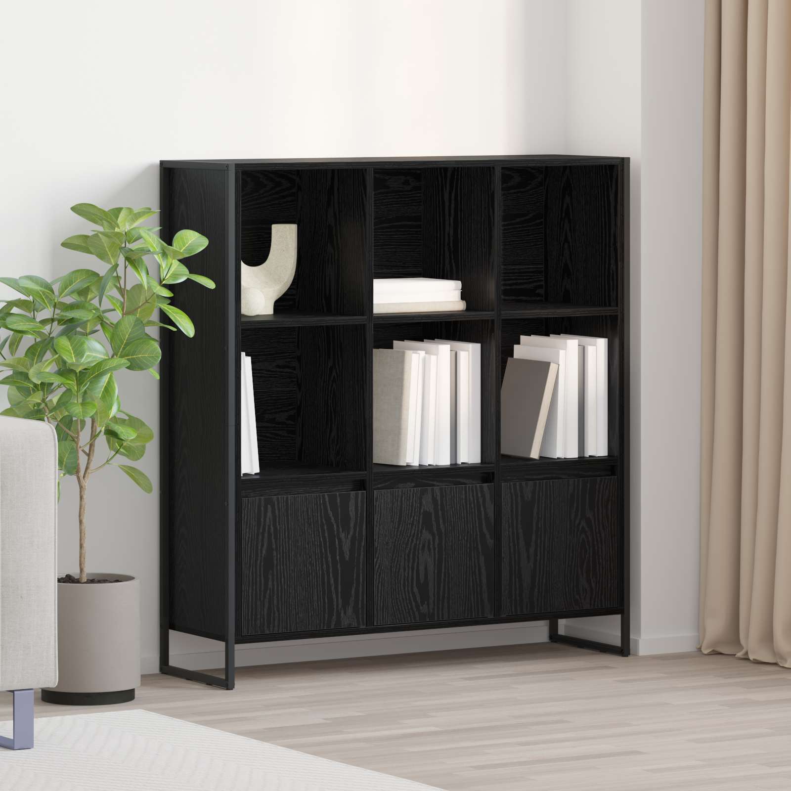 Boekenkast 2 pcs Zwart Eiken 99,5 x 30 x 108,5 cm Bewerkt hout