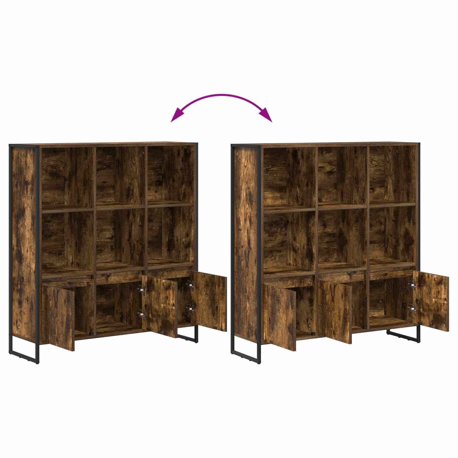 Boekenkast 2 pcs Rook Eik 99,5 x 30 x 108,5 cm Bewerkt hout