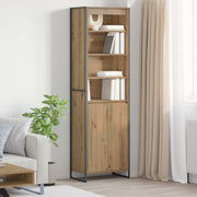 Hoge kast 60x36x200 cm bewerkt hout ambachtelijk eiken