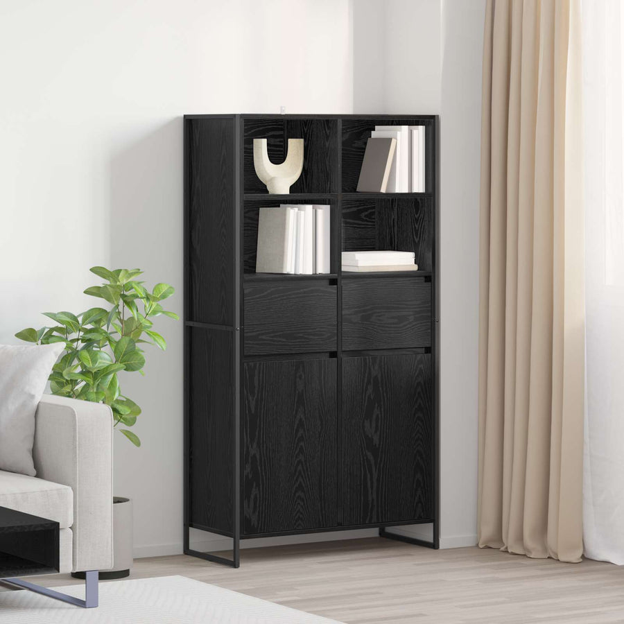Dressoir 2 pcs Zwart Eiken 81 x 36 x 150.5 cm Bewerkt hout