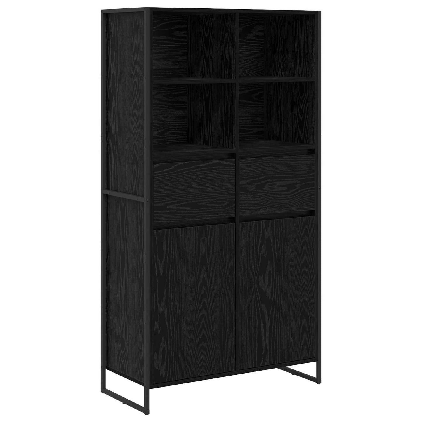 Dressoir 2 pcs Zwart Eiken 81 x 36 x 150.5 cm Bewerkt hout
