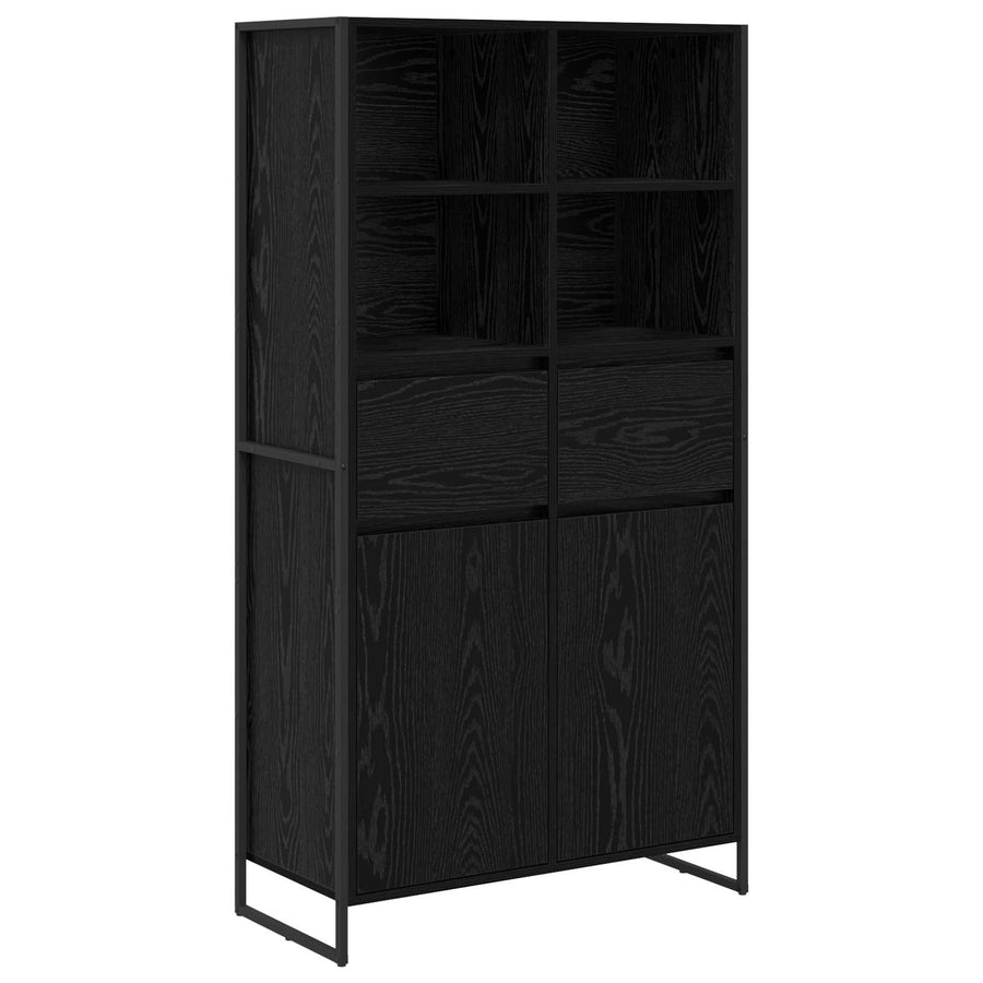 Dressoir 2 pcs Zwart Eiken 81 x 36 x 150.5 cm Bewerkt hout