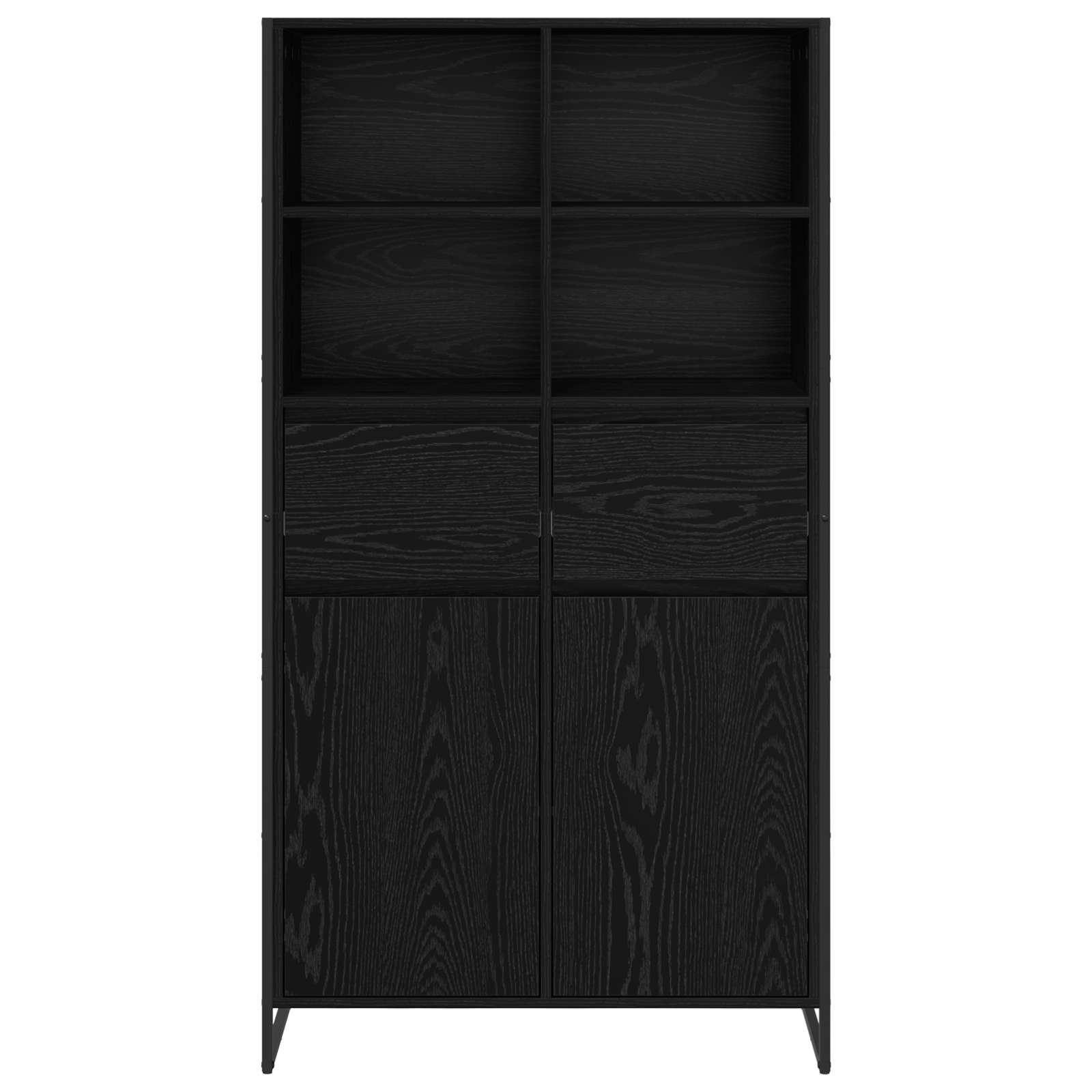 Dressoir 2 pcs Zwart Eiken 81 x 36 x 150.5 cm Bewerkt hout