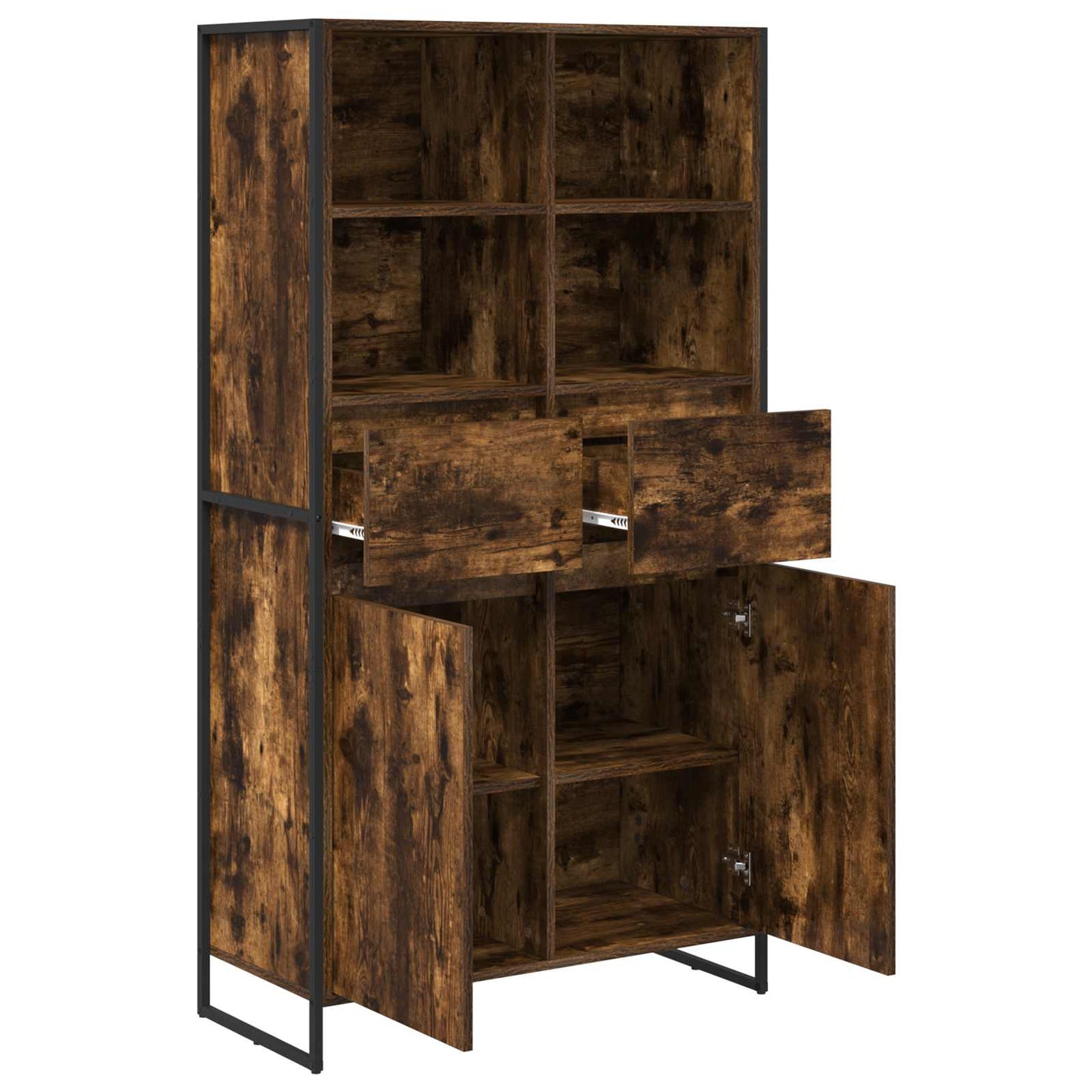 Dressoir 2 pcs Rook Eik 81 x 36 x 150.5 cm Bewerkt hout