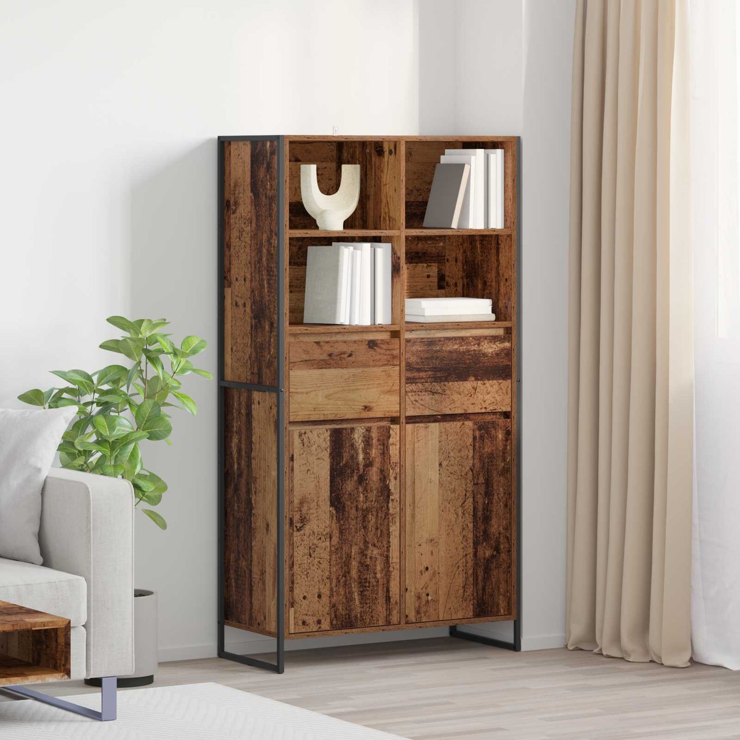 Dressoir 2 pcs Oud Hout 81 x 36 x 150.5 cm Bewerkt hout