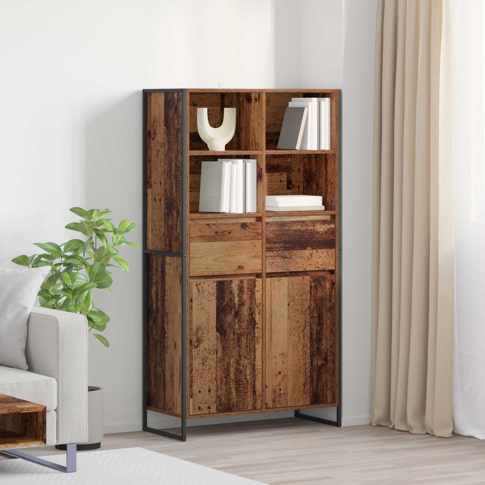 Dressoir 2 pcs Oud Hout 81 x 36 x 150.5 cm Bewerkt hout