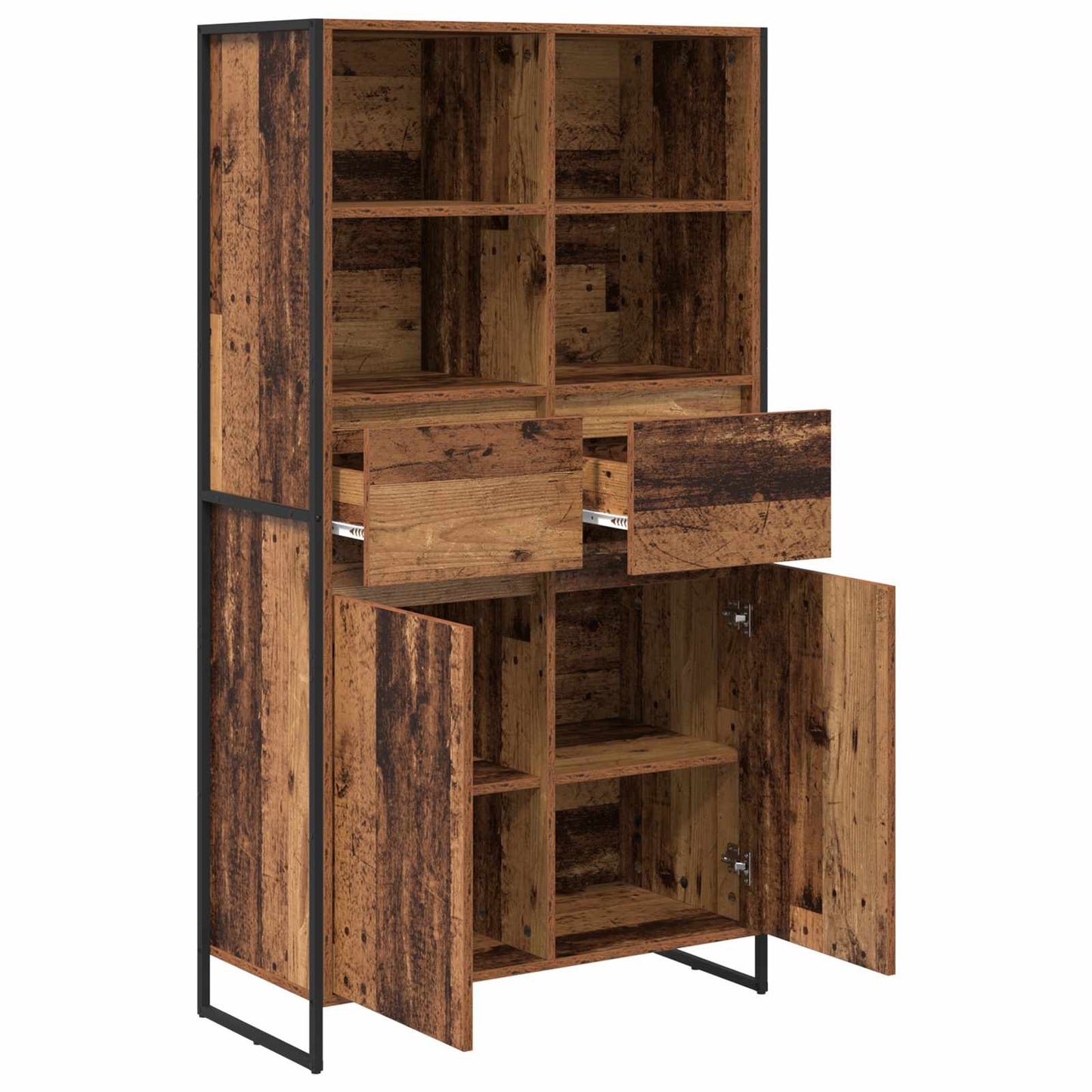 Dressoir 2 pcs Oud Hout 81 x 36 x 150.5 cm Bewerkt hout