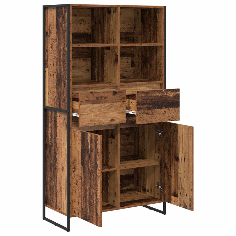 Dressoir 2 pcs Oud Hout 81 x 36 x 150.5 cm Bewerkt hout