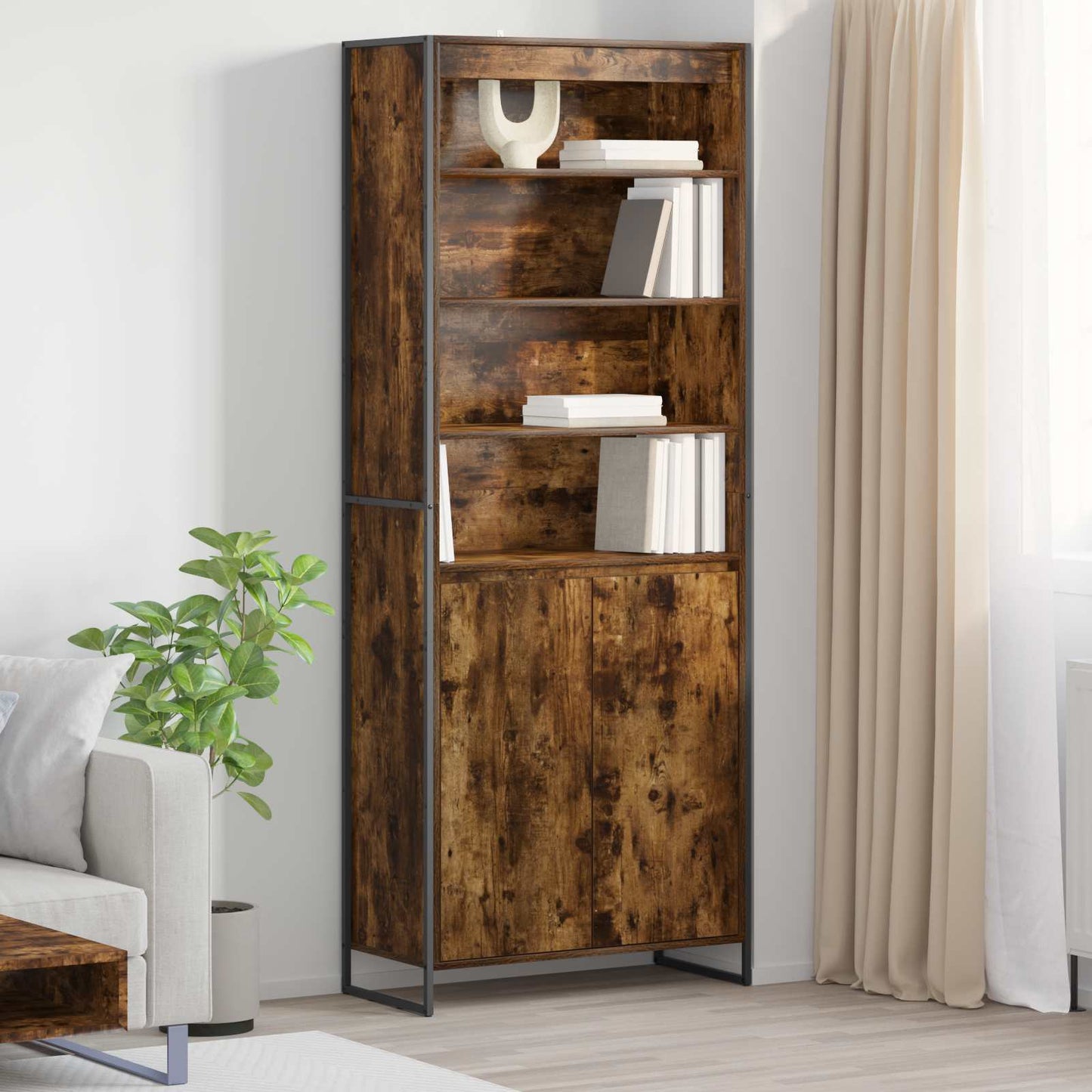 Hoge Kasten 2 pcs Rook Eik 60 x 36 x 300 cm Bewerkt hout