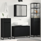Bathroom cabinet set with drawer with shelf Black Oak Engineered wood