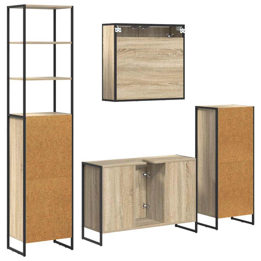 Badkamermeubelset met lade met plank Sonoma Eiken Bewerkt hout