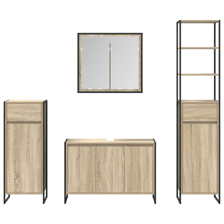 Badkamermeubelset met lade met plank Sonoma Eiken Bewerkt hout