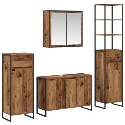 Badkamermeubelset met lade met plank Oudhout Bewerkt hout