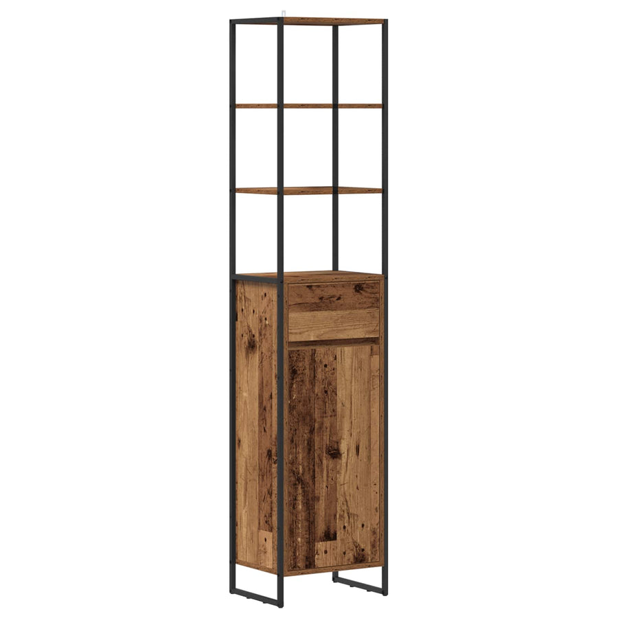Badkamermeubelset met lade met plank Oudhout Bewerkt hout
