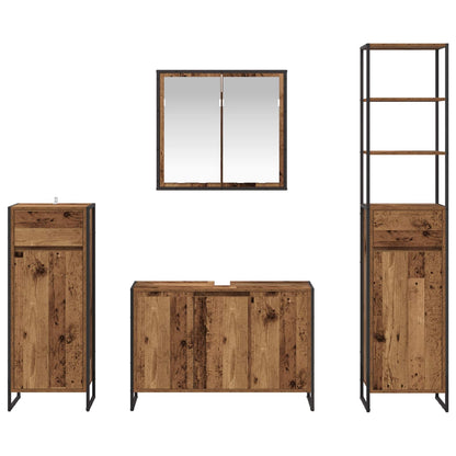 Badkamermeubelset met lade met plank Oudhout Bewerkt hout