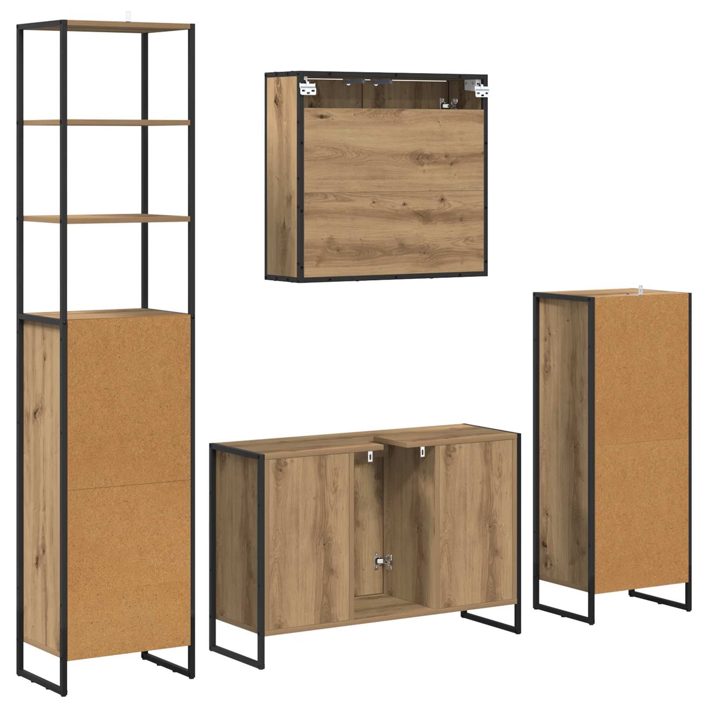 Badkamermeubelset met lade met plank Artisan Eiken Bewerkt hout