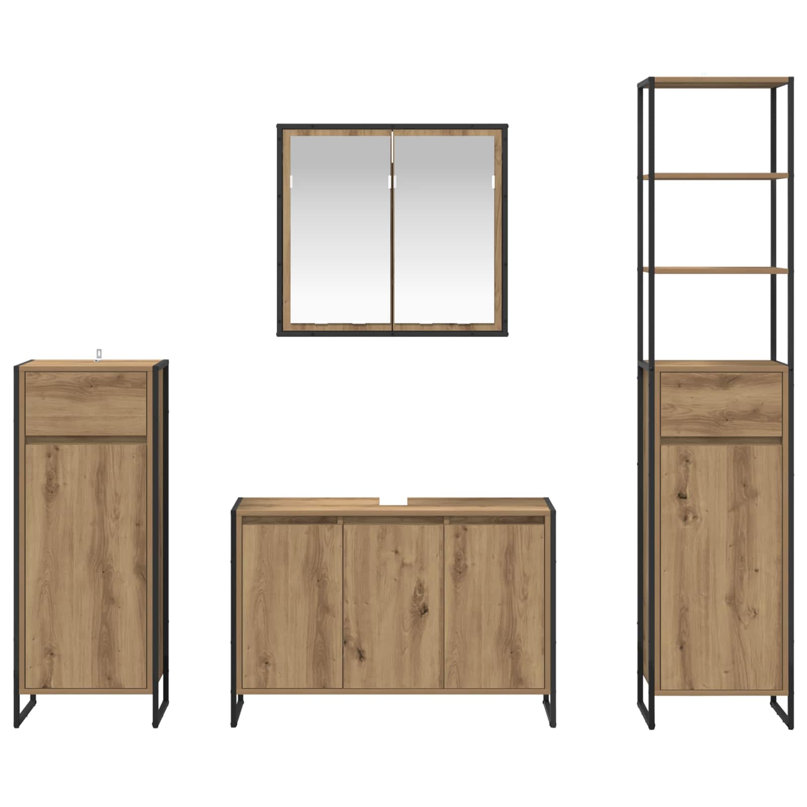 Badkamermeubelset met lade met plank Artisan Eiken Bewerkt hout