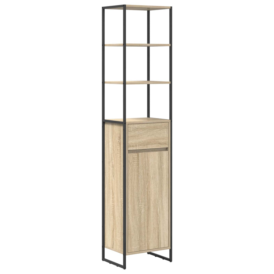 Badkamermeubelset met lade met plank Sonoma Eiken Bewerkt hout