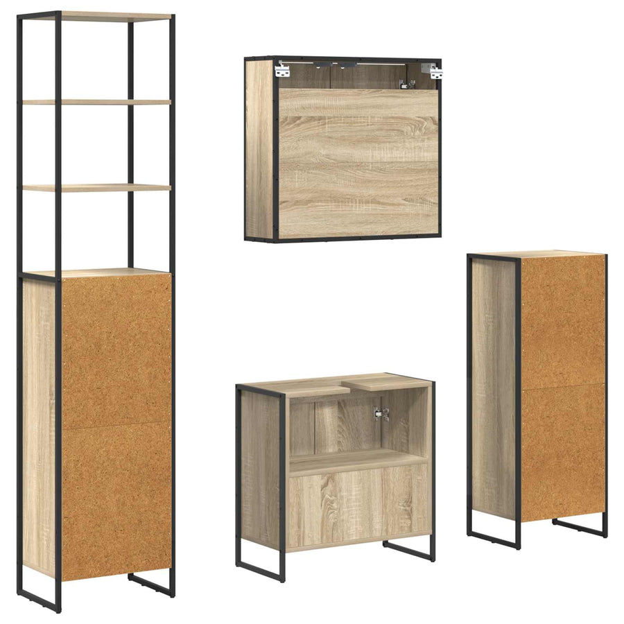 Badkamermeubelset met lade met plank Sonoma Eiken Bewerkt hout