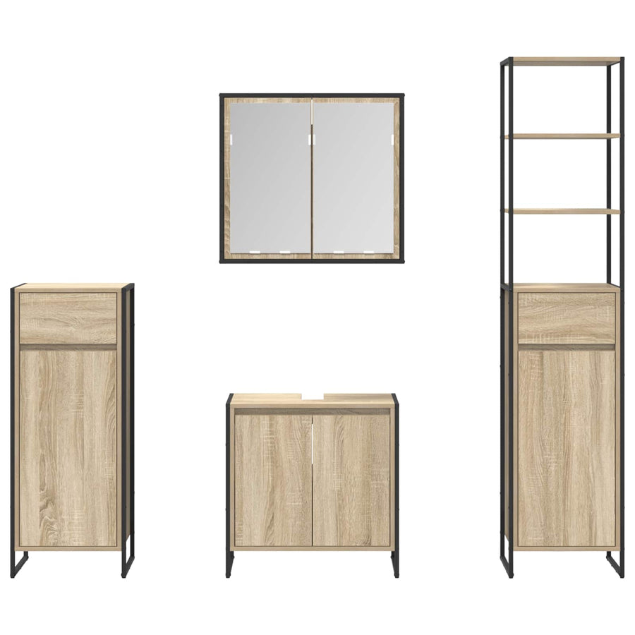 Badkamermeubelset met lade met plank Sonoma Eiken Bewerkt hout