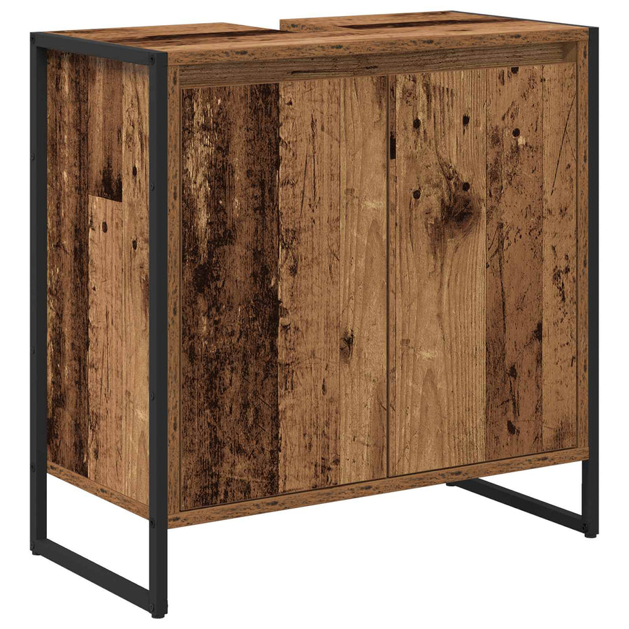 Badkamermeubelset met lade met plank Oudhout Bewerkt hout