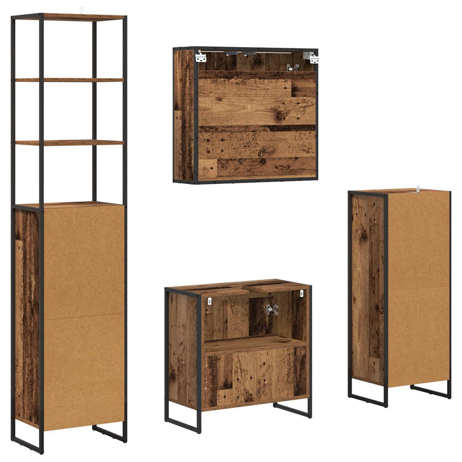 Badkamermeubelset met lade met plank Oudhout Bewerkt hout