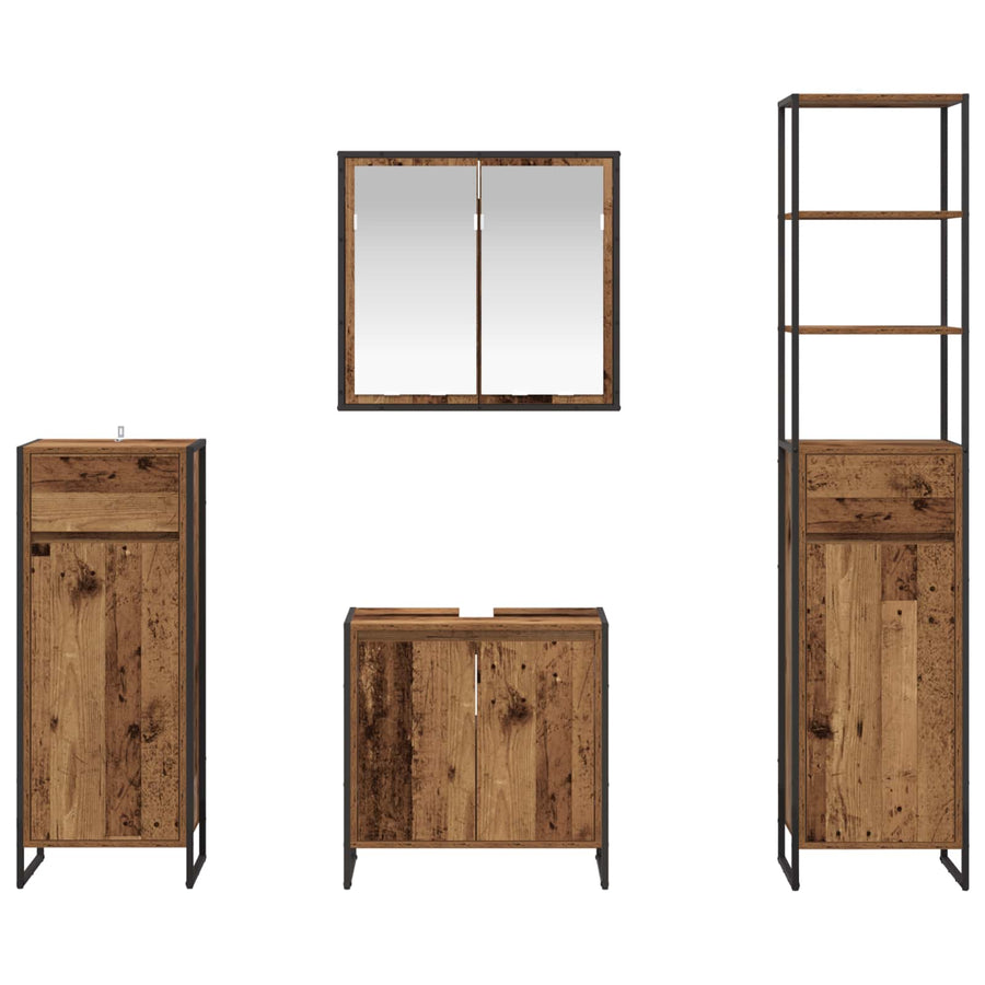 Badkamermeubelset met lade met plank Oudhout Bewerkt hout