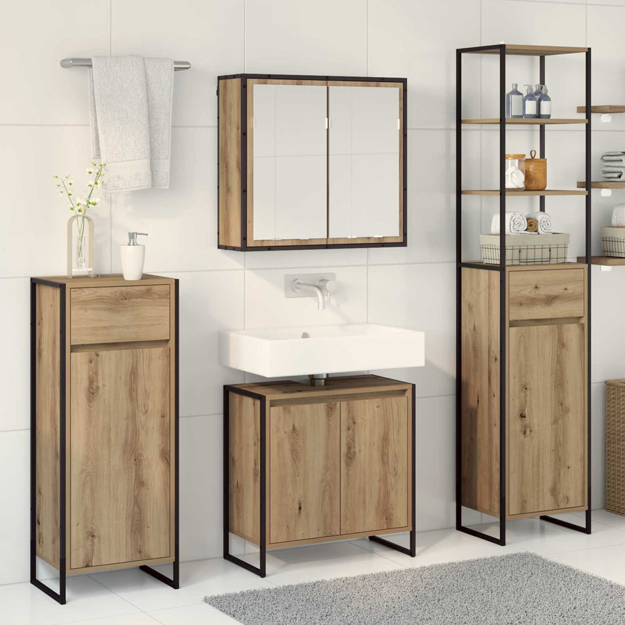 Badkamermeubelset met lade met plank Artisan Eiken Bewerkt hout