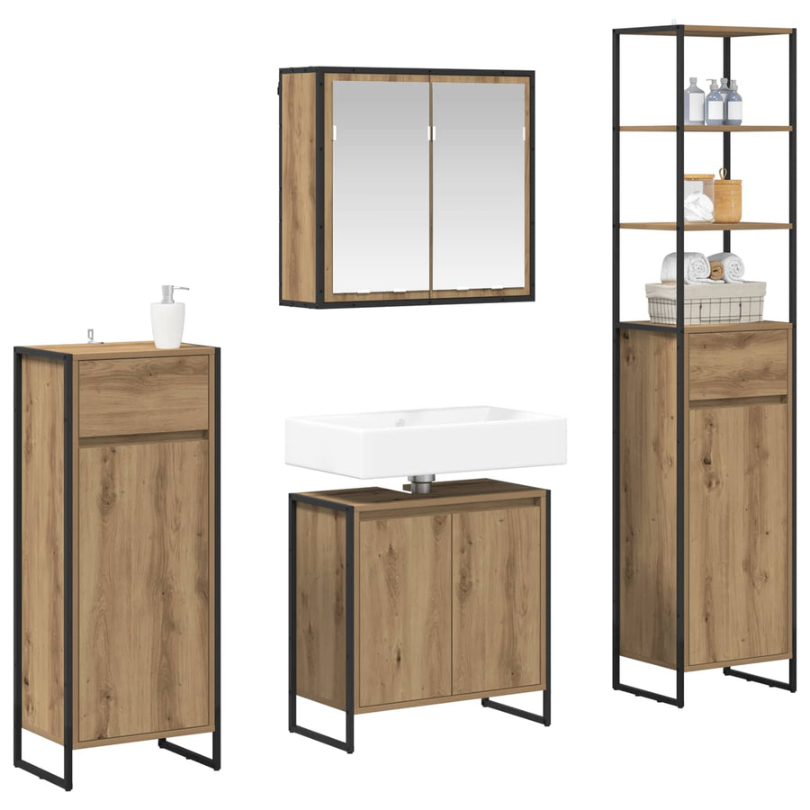 Badkamermeubelset met lade met plank Artisan Eiken Bewerkt hout