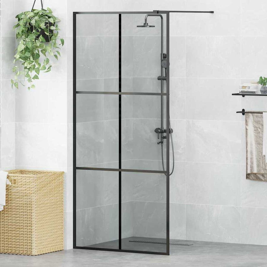 Inloop Douche Wand Zwart 90 x 195 cm gehard glas