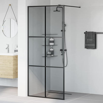 Inloop Douche Wand Zwart 90 x 195 cm gehard glas
