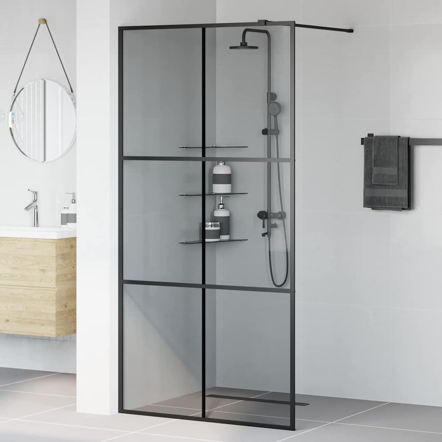 Inloop Douche Wand Zwart 100 x 195 cm gehard glas