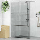 Inloopdouchewand 115x195 cm zwart gehard glas