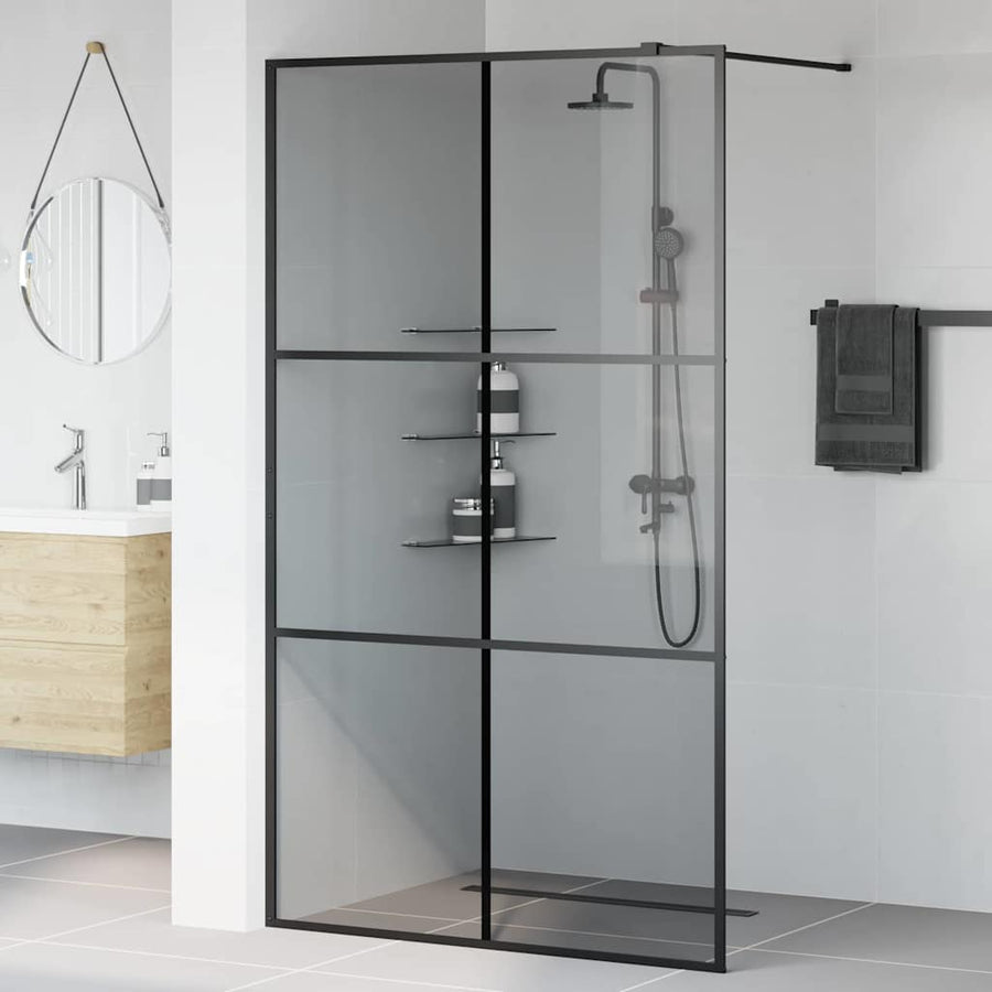 Inloop Douche Wand Zwart 115 x 195 cm gehard glas