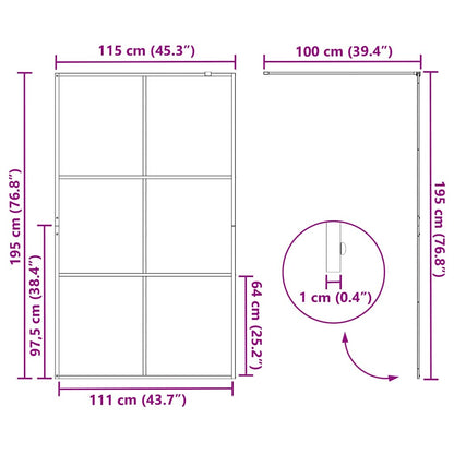 Inloop Douche Wand Zwart 115 x 195 cm gehard glas