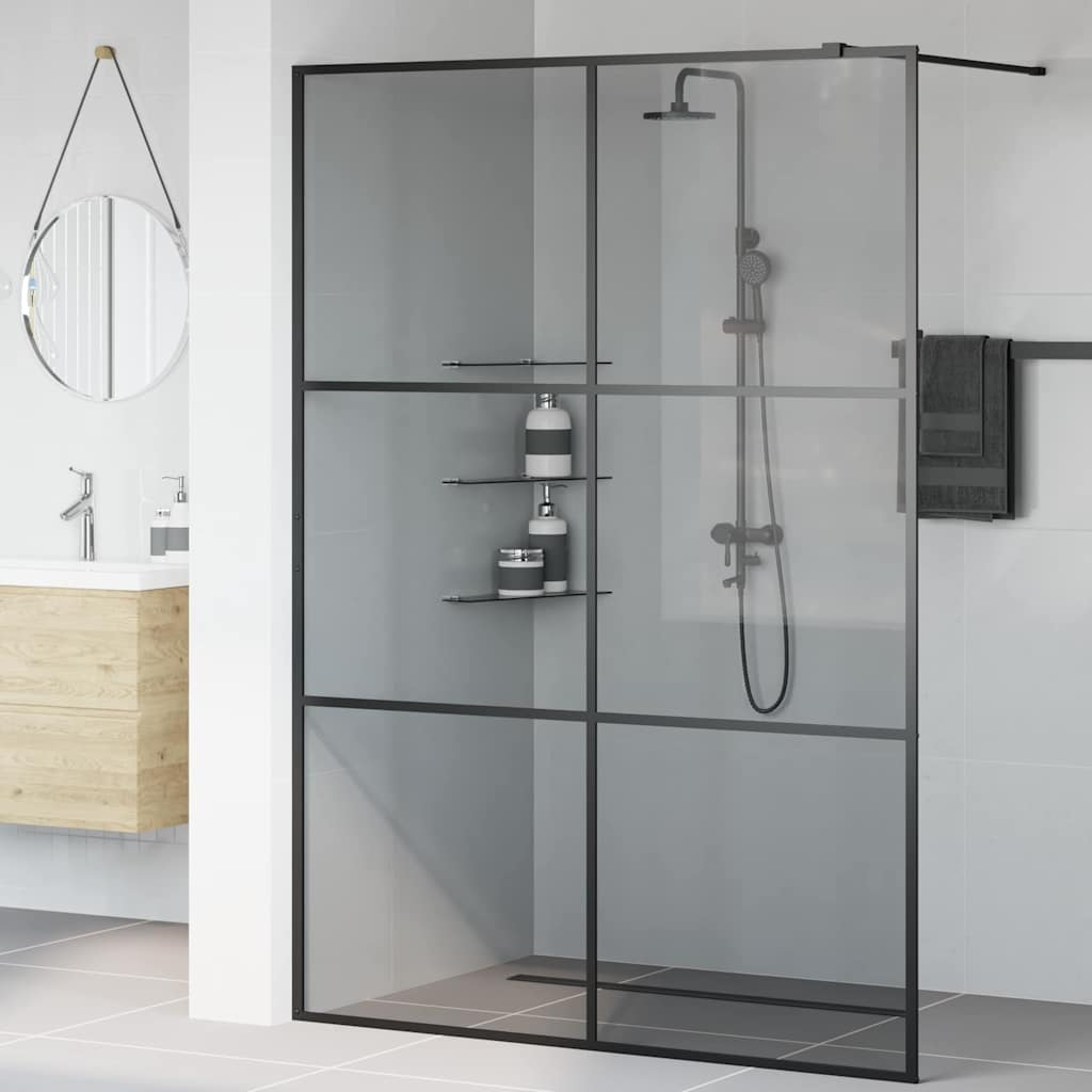 Inloop Douche Wand Zwart 140 x 195 cm gehard glas