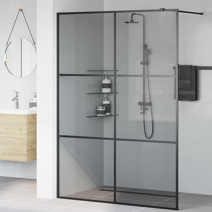 Inloop Douche Wand Zwart 140 x 195 cm gehard glas