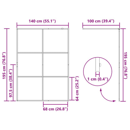 Inloop Douche Wand Zwart 140 x 195 cm gehard glas