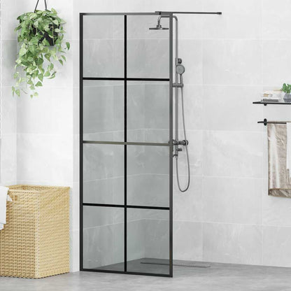 Inloop Douche Wand Zwart 80 x 195 cm gehard glas