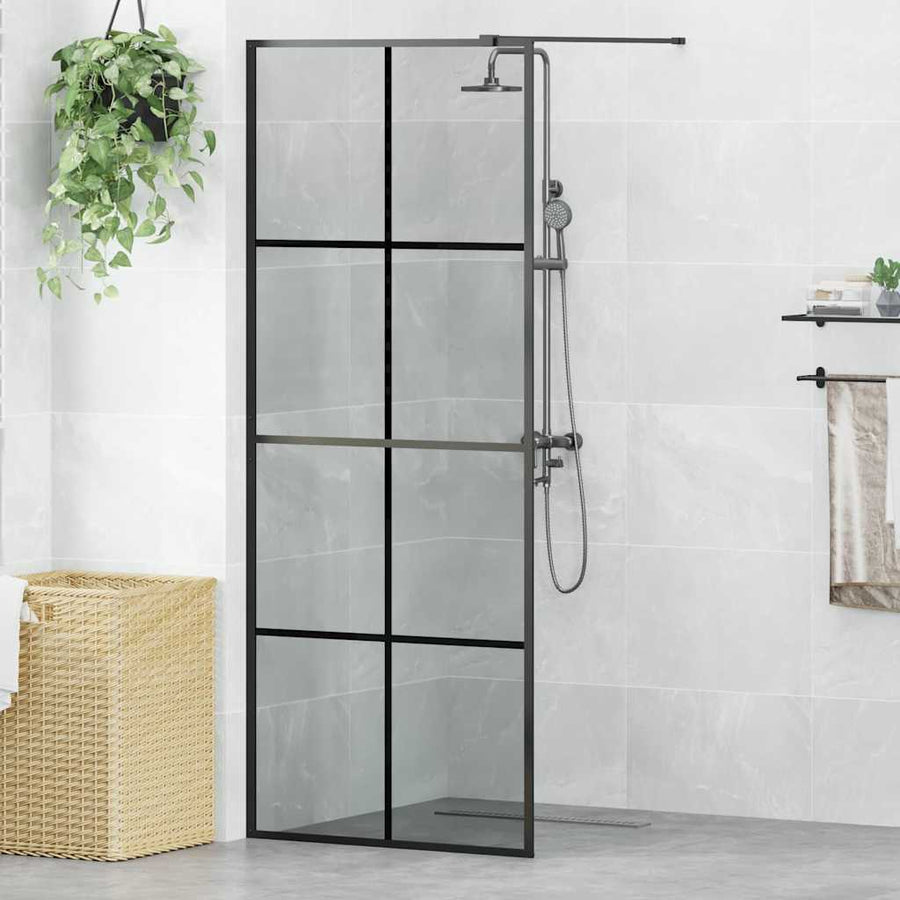 Inloop Douche Wand Zwart 80 x 195 cm gehard glas