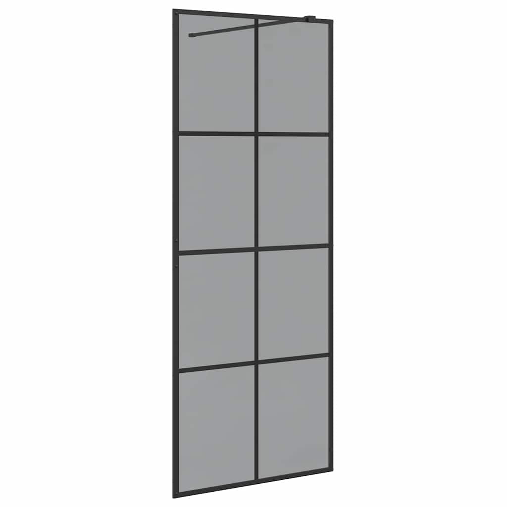 Inloop Douche Wand Zwart 80 x 195 cm gehard glas