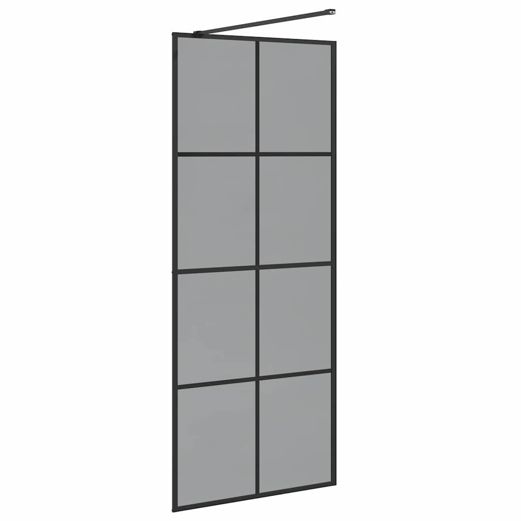 Inloop Douche Wand Zwart 80 x 195 cm gehard glas