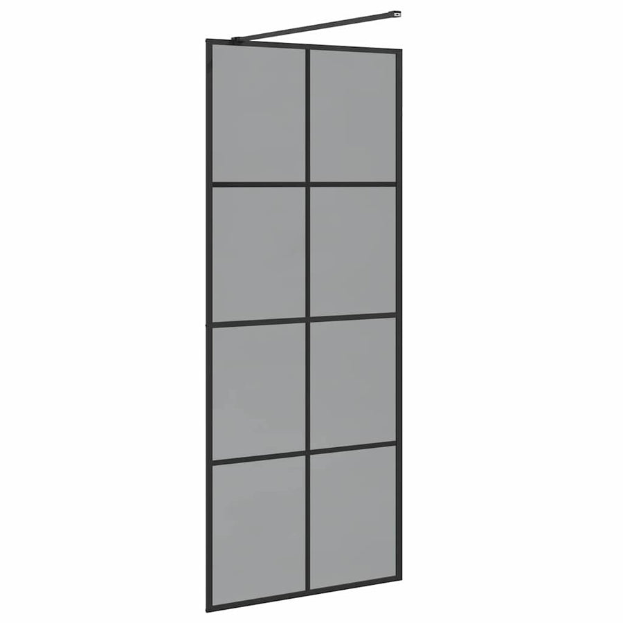Inloop Douche Wand Zwart 80 x 195 cm gehard glas