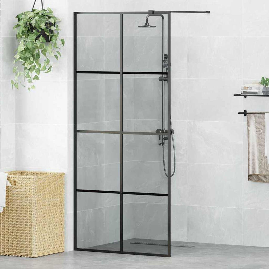 Inloop Douche Wand Zwart 90 x 195 cm gehard glas