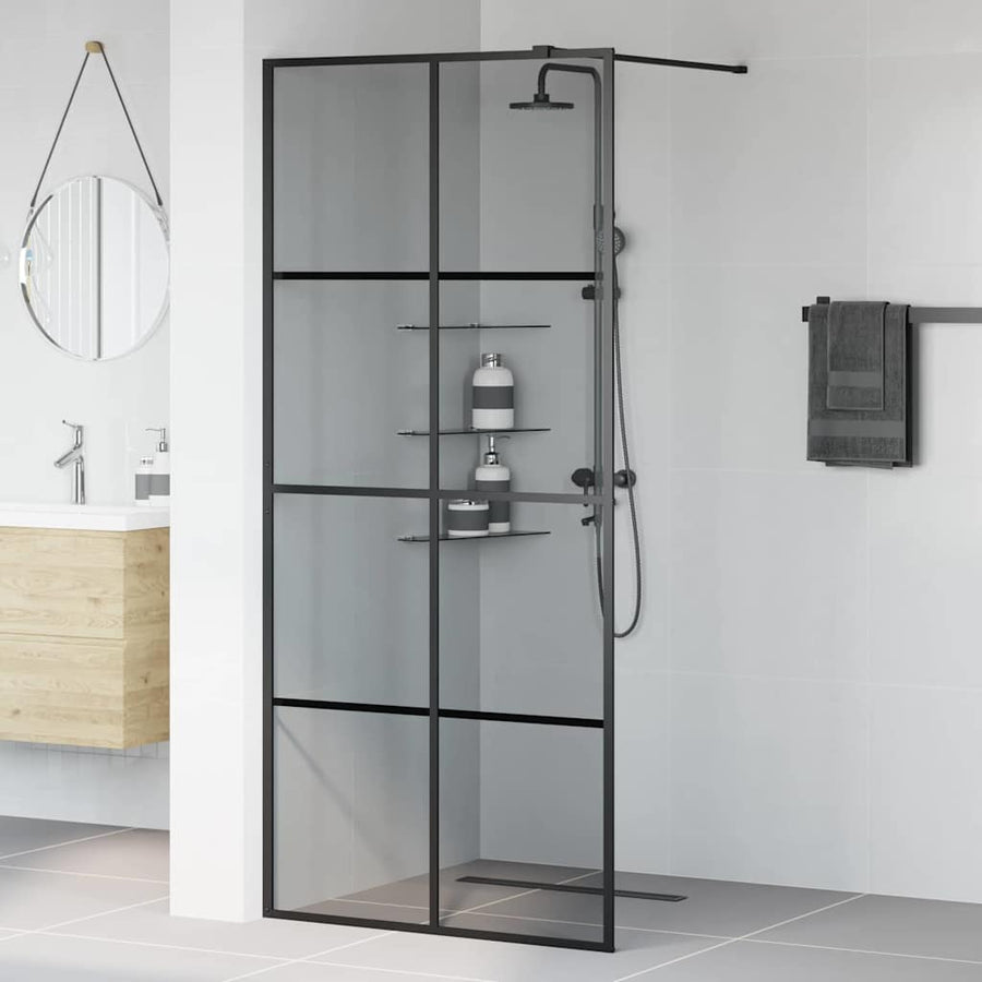 Inloop Douche Wand Zwart 90 x 195 cm gehard glas