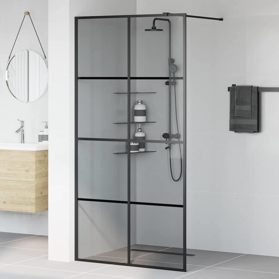 Inloop Douche Wand Zwart 100 x 195 cm gehard glas