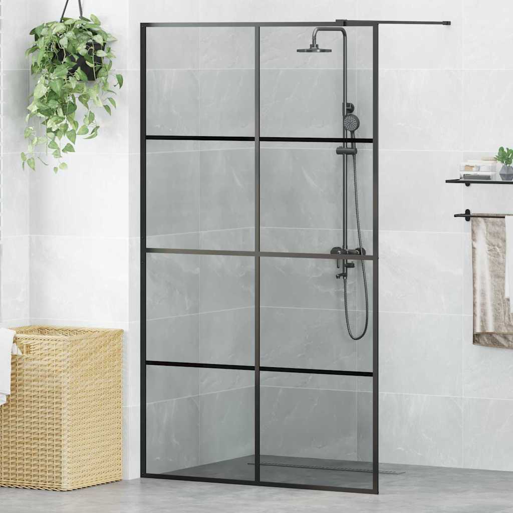 Inloop Douche Wand Zwart 115 x 195 cm gehard glas