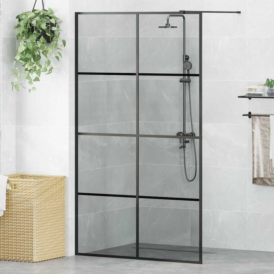 Inloop Douche Wand Zwart 115 x 195 cm gehard glas