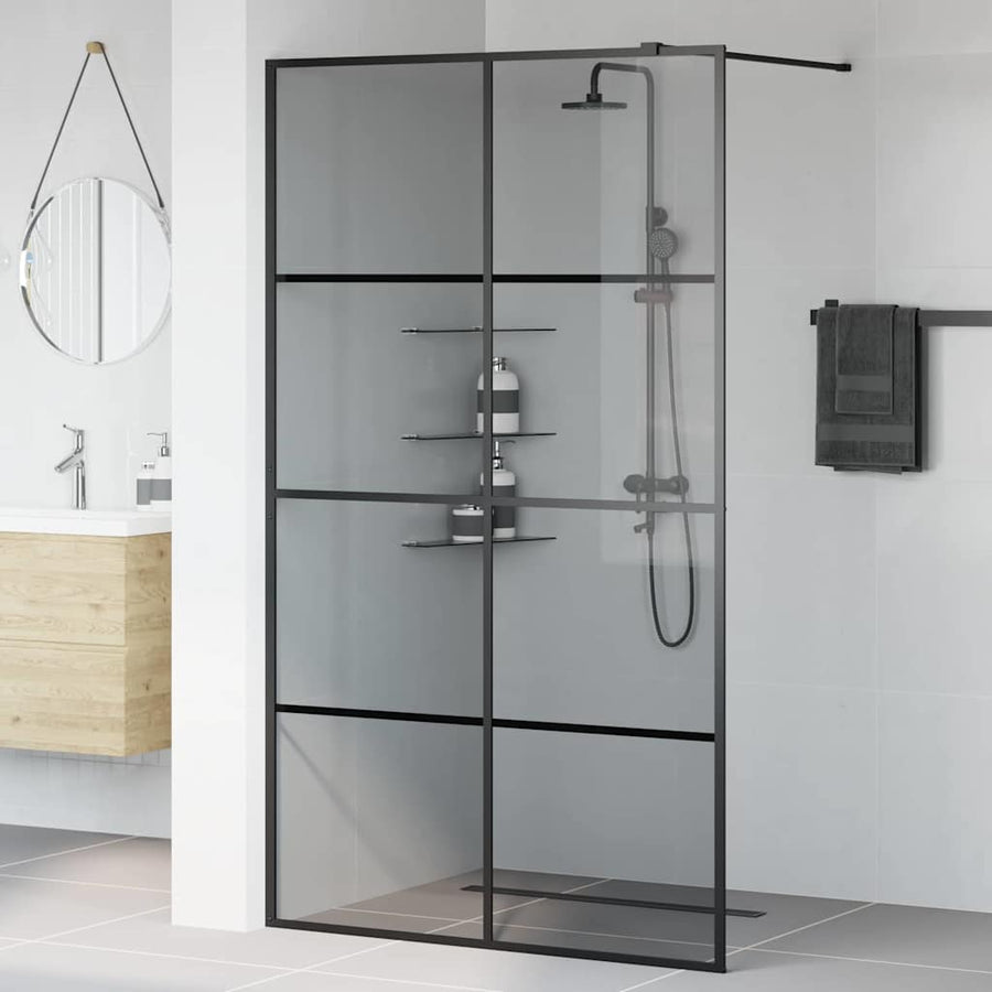 Inloop Douche Wand Zwart 115 x 195 cm gehard glas